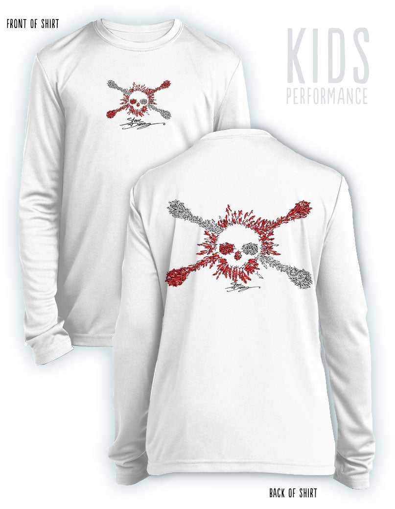 Bait Ball Jolly Roger Dive Flag- KIDS Long Sleeve Performance - 100% Polyester